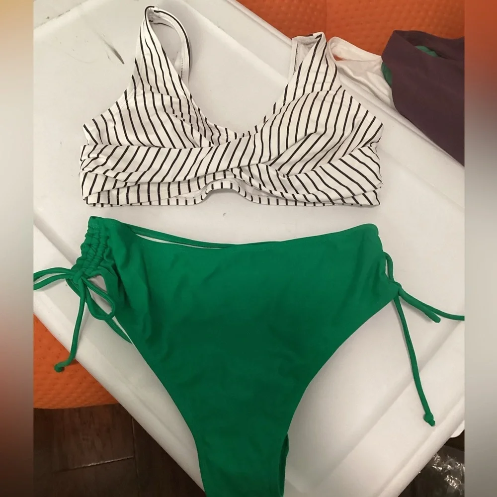 High Waisted Bikini Set 2 Piece Full Coverage Swimsuit Tummy Control Padded XL